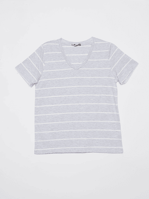 Polera Rayada Mujer Gris Familyshop