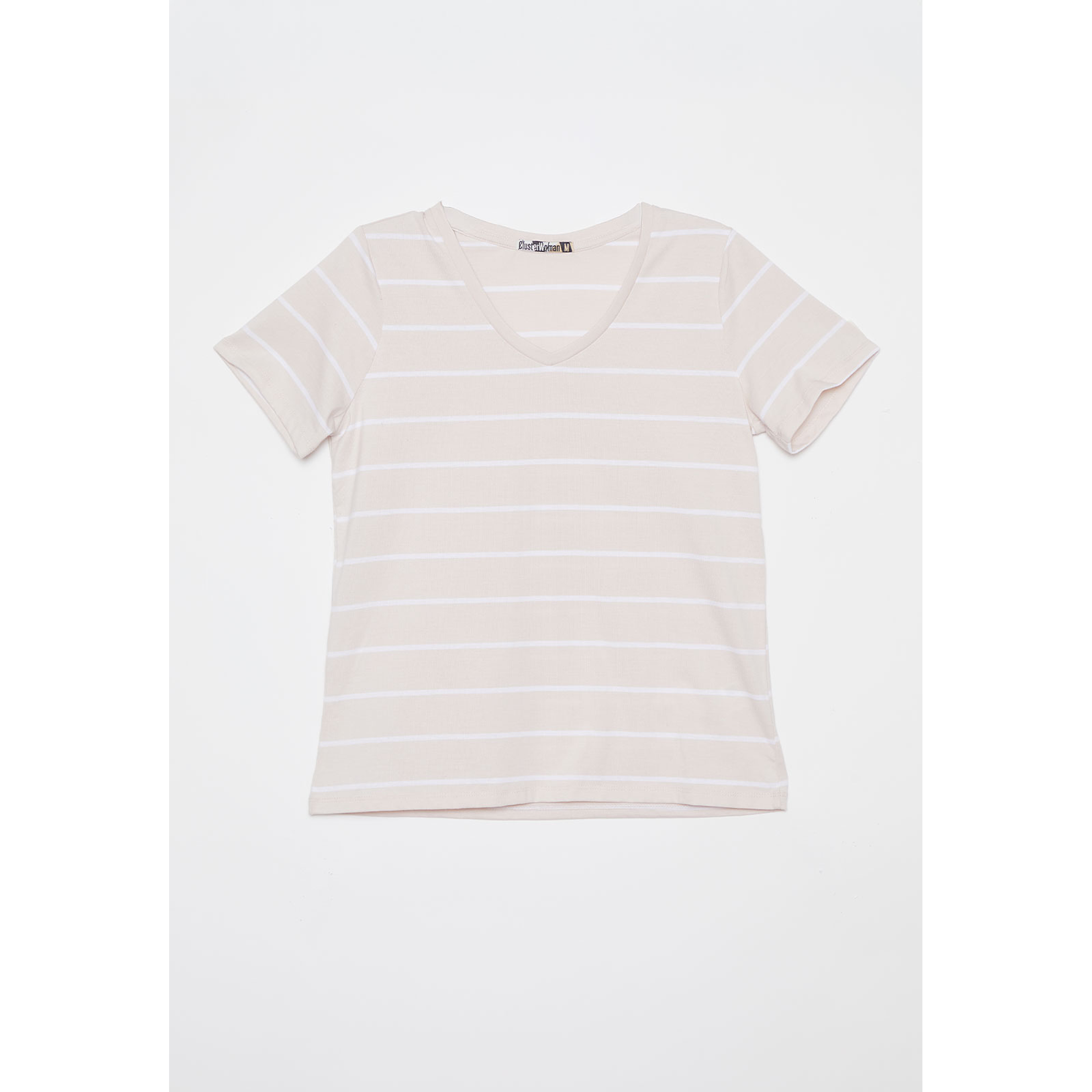 Polera Rayada Mujer Beige Familyshop 1