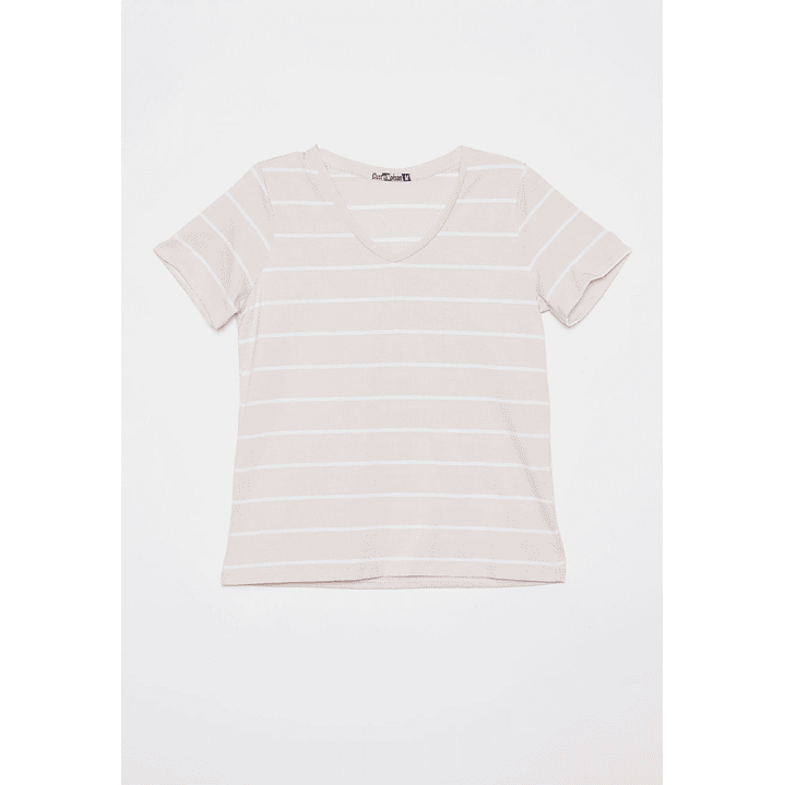 Polera Rayada Mujer Beige Familyshop 1