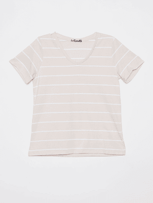 Polera Rayada Mujer Beige Familyshop