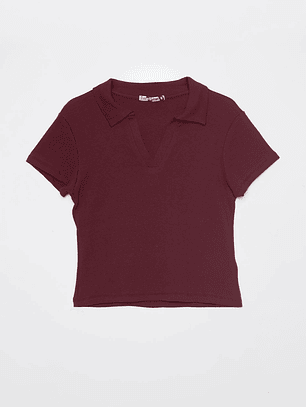 Polera Cuello Mujer Burdeo Familyshop