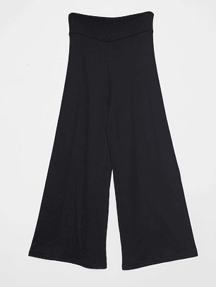 Pantalón Wide Leg Tejido Mujer Negro Familyshop
