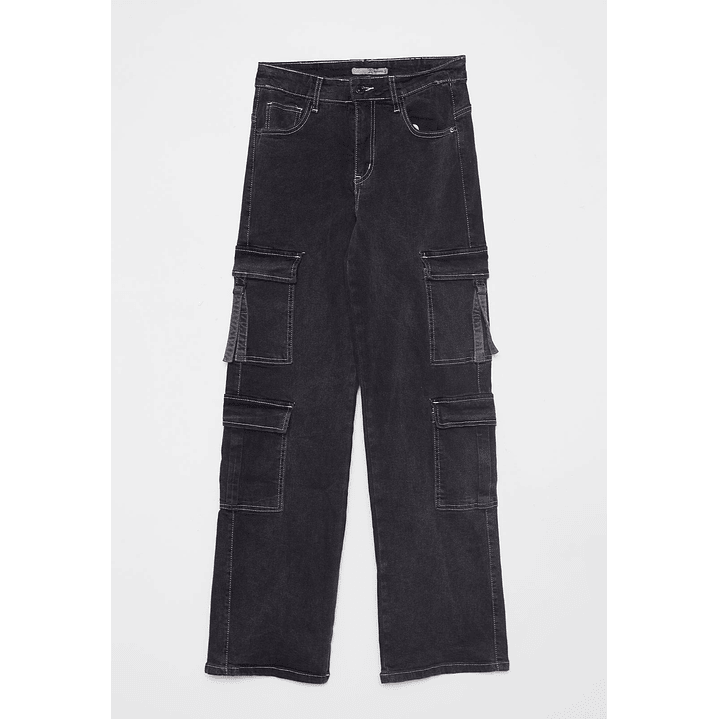 Jeans Wide Leg Cargo Mujer Negro Familyshop 1