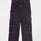 Jeans Wide Leg Cargo Mujer Negro Familyshop - Miniatura 1