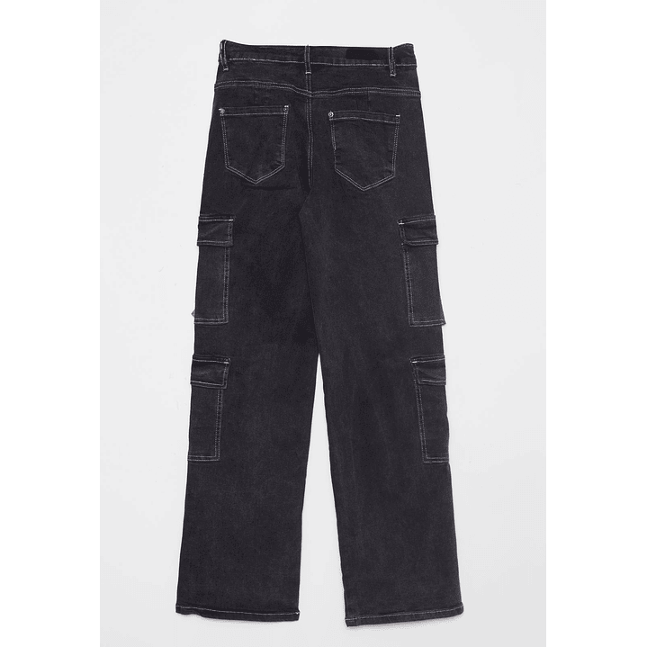Jeans Wide Leg Cargo Mujer Negro Familyshop 2