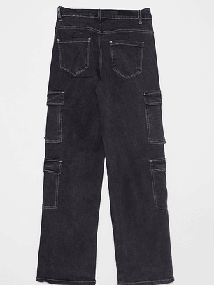 Jeans Wide Leg Cargo Mujer Negro Familyshop