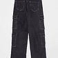 Jeans Wide Leg Cargo Mujer Negro Familyshop - Miniatura 2