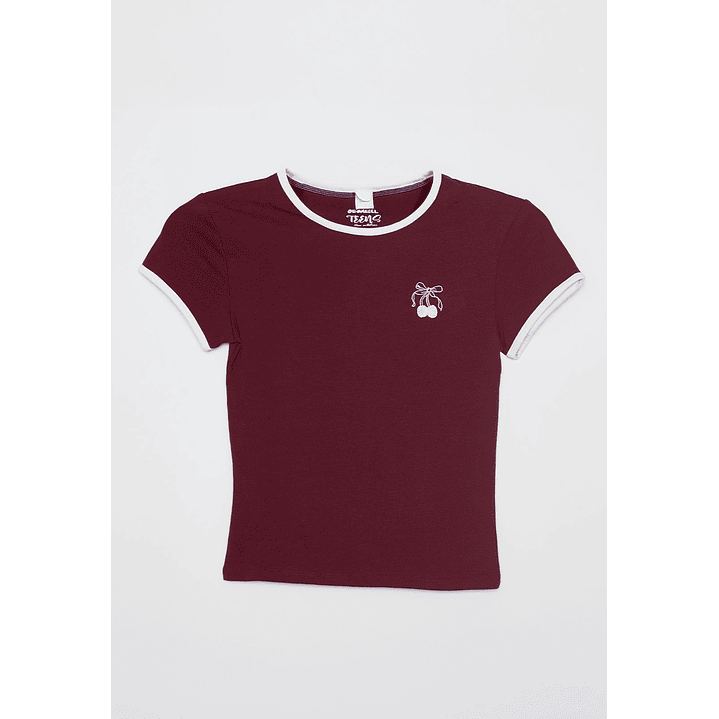 Polera Bordado Lola Burdeo Familyshop 1