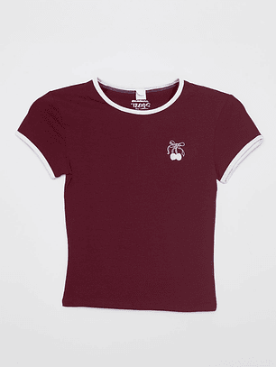 Polera Bordado Lola Burdeo Familyshop