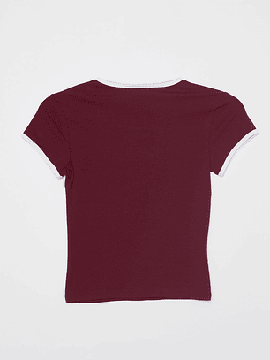 Polera Bordado Lola Burdeo Familyshop