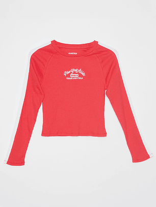 Polera Varsity Bordado Lola Rojo Familyshop