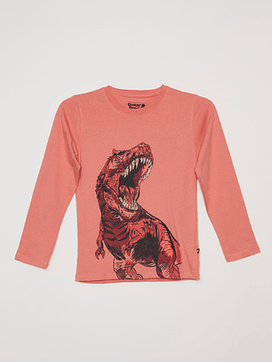 Polera T-rex Niño Naranja Familyshop