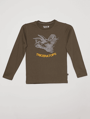 Polera Dino Triceratops Niño Verde Familyshop