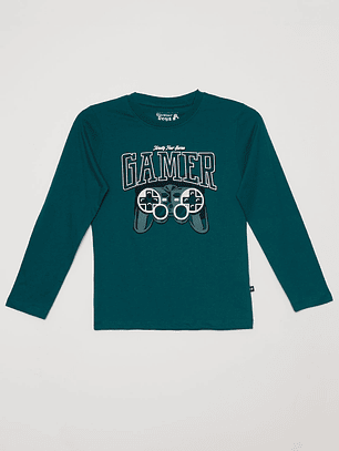 Polera Gamer Niño Verde Familyshop