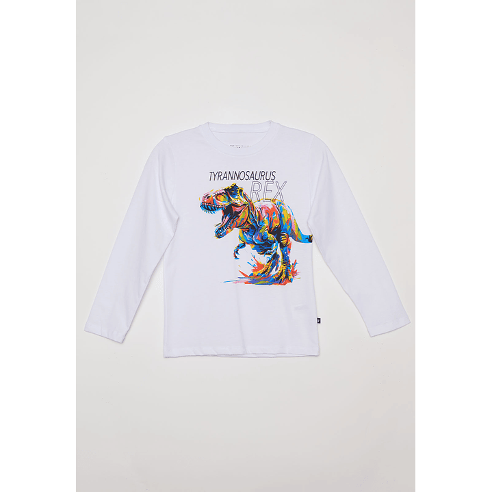 Polera Tyrannosaurus Niño Blanco Familyshop 1