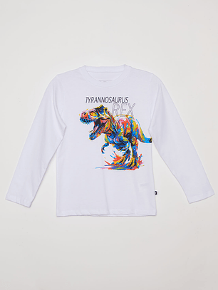 Polera Tyrannosaurus Niño Blanco Familyshop