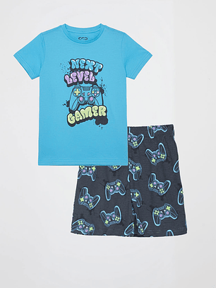 Pijama Corto Niño Gamer Celeste Familyshop