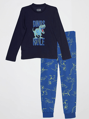 Pijama Jersey Dino Niño Azul Familyshop