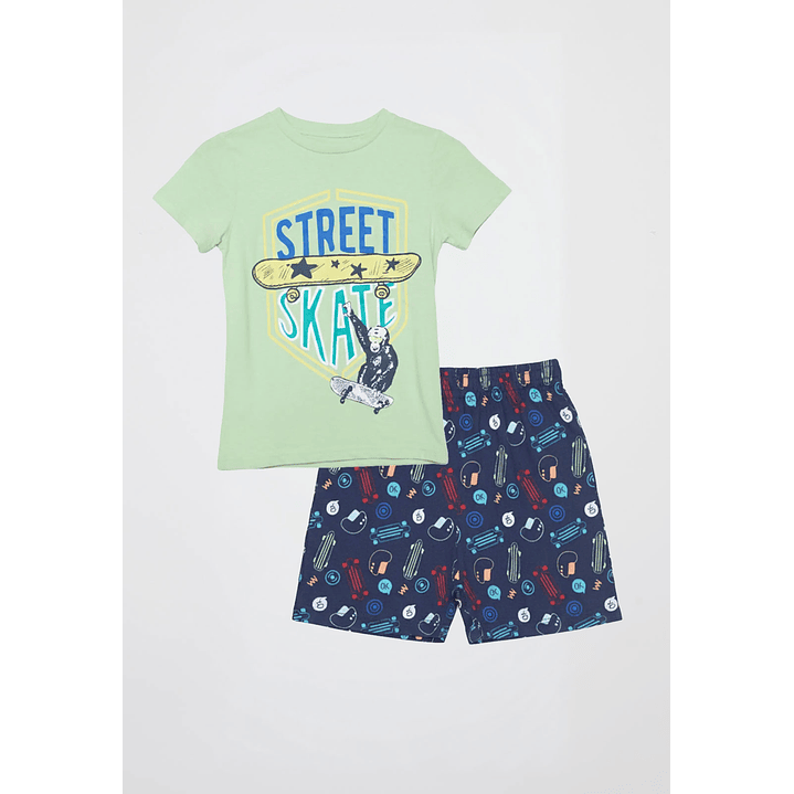Pijama Corto Niño Skate Verde Familyshop 1