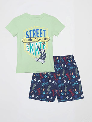 Pijama Corto Niño Skate Verde Familyshop