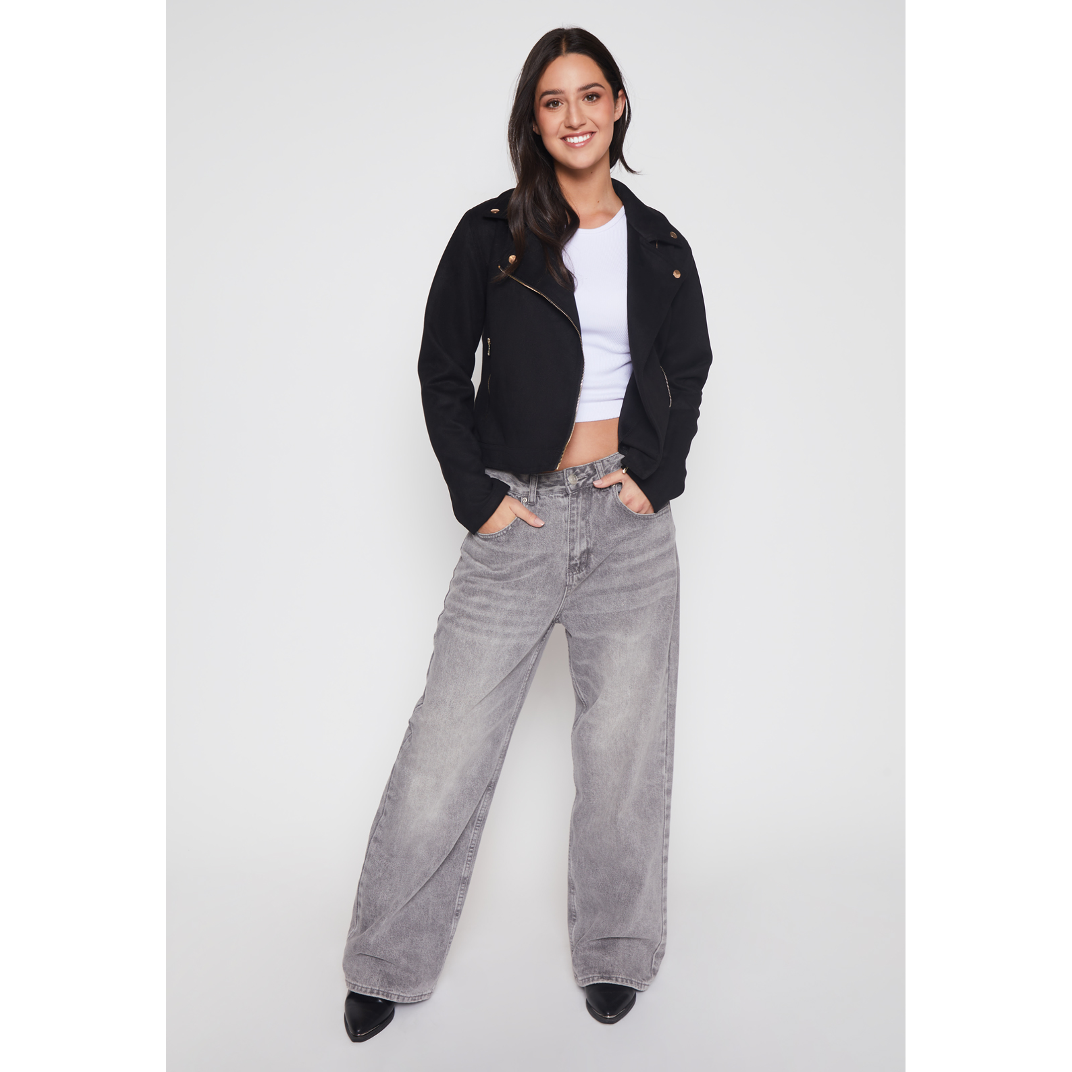 Chaqueta Biker Mujer Negro Familyshop 2