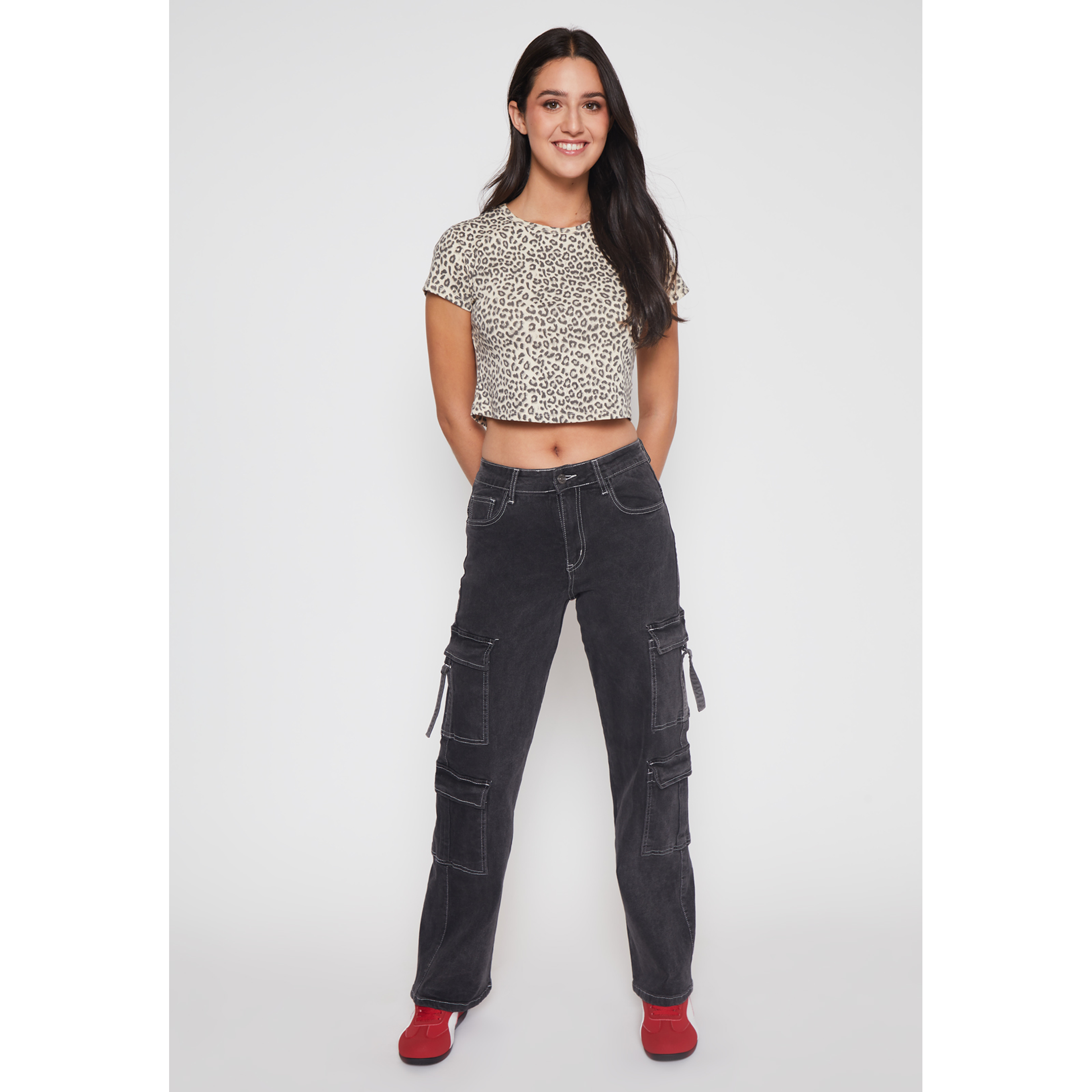 Jeans Wide Leg Cargo Mujer Negro Familyshop 2