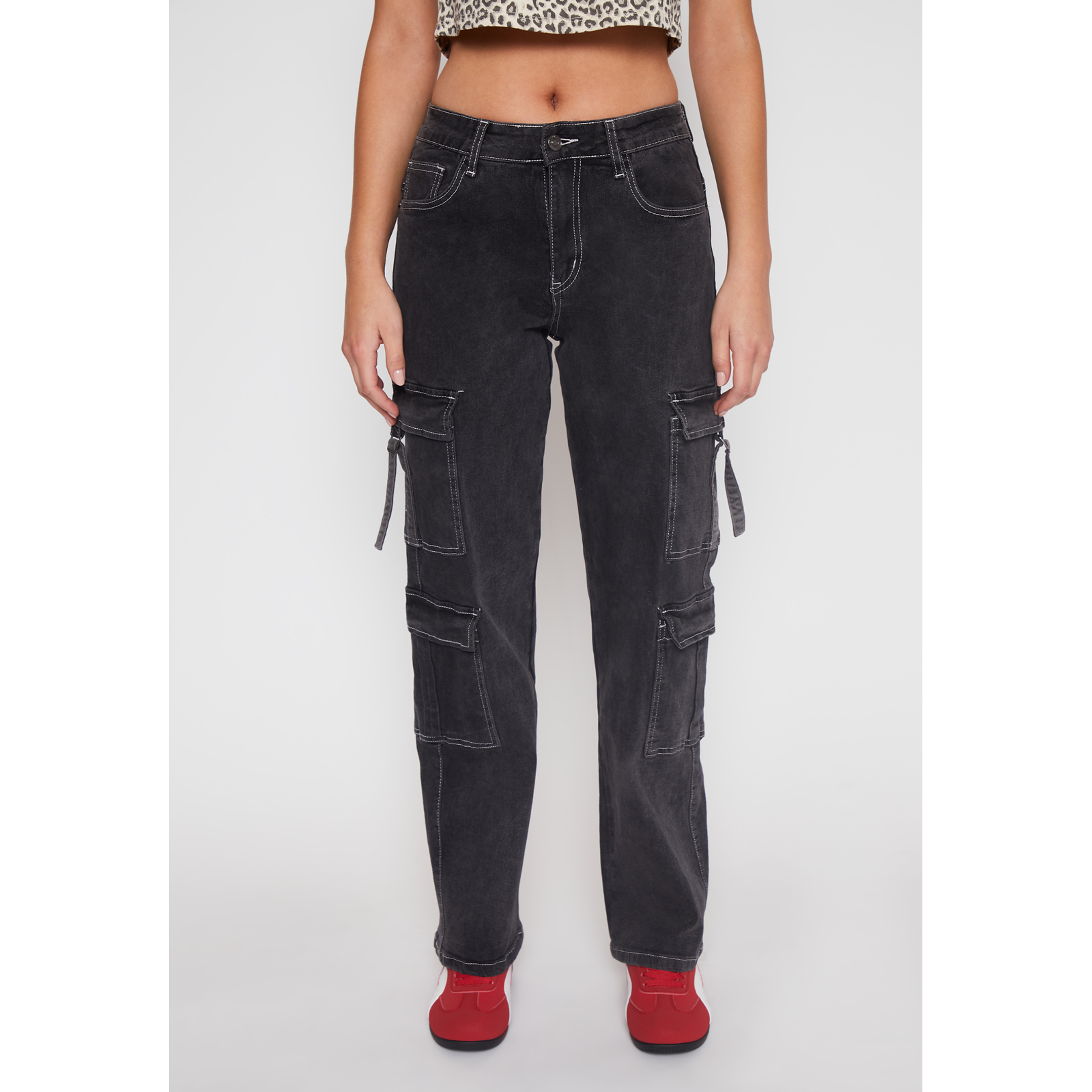 Jeans Wide Leg Cargo Mujer Negro Familyshop 1
