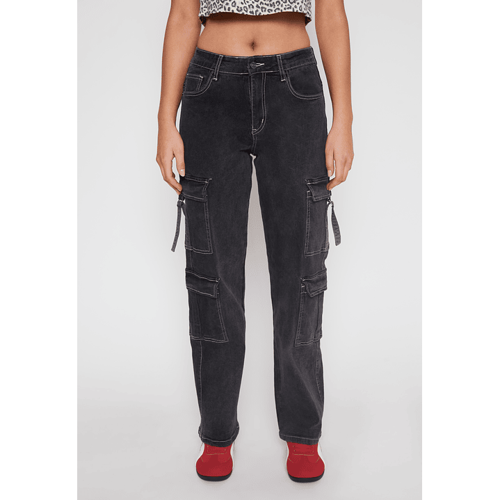 Jeans Wide Leg Cargo Mujer Negro Familyshop 1