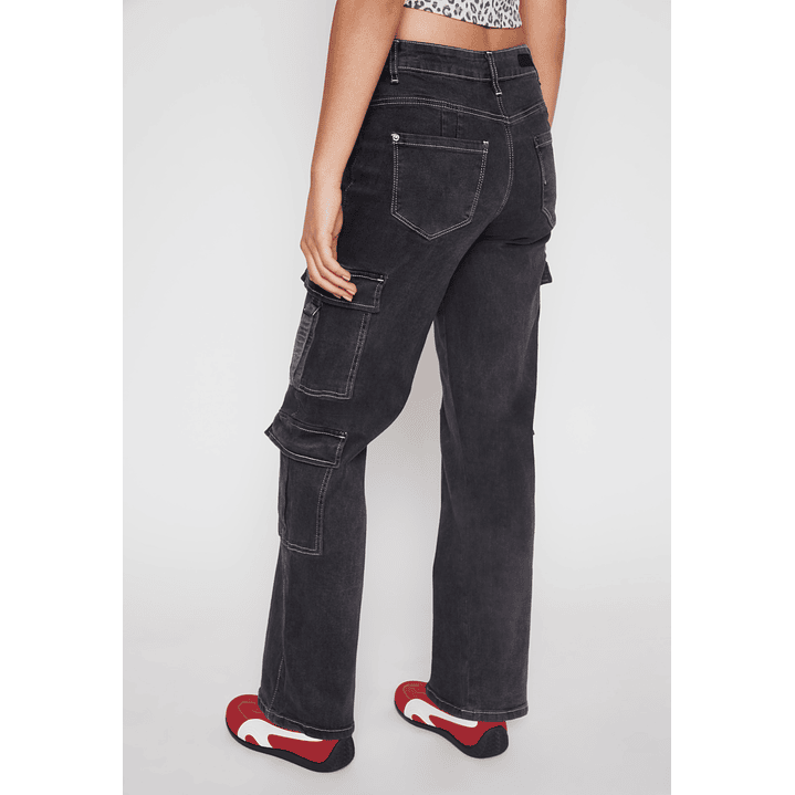 Jeans Wide Leg Cargo Mujer Negro Familyshop 3