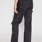 Jeans Wide Leg Cargo Mujer Negro Familyshop - Miniatura 3