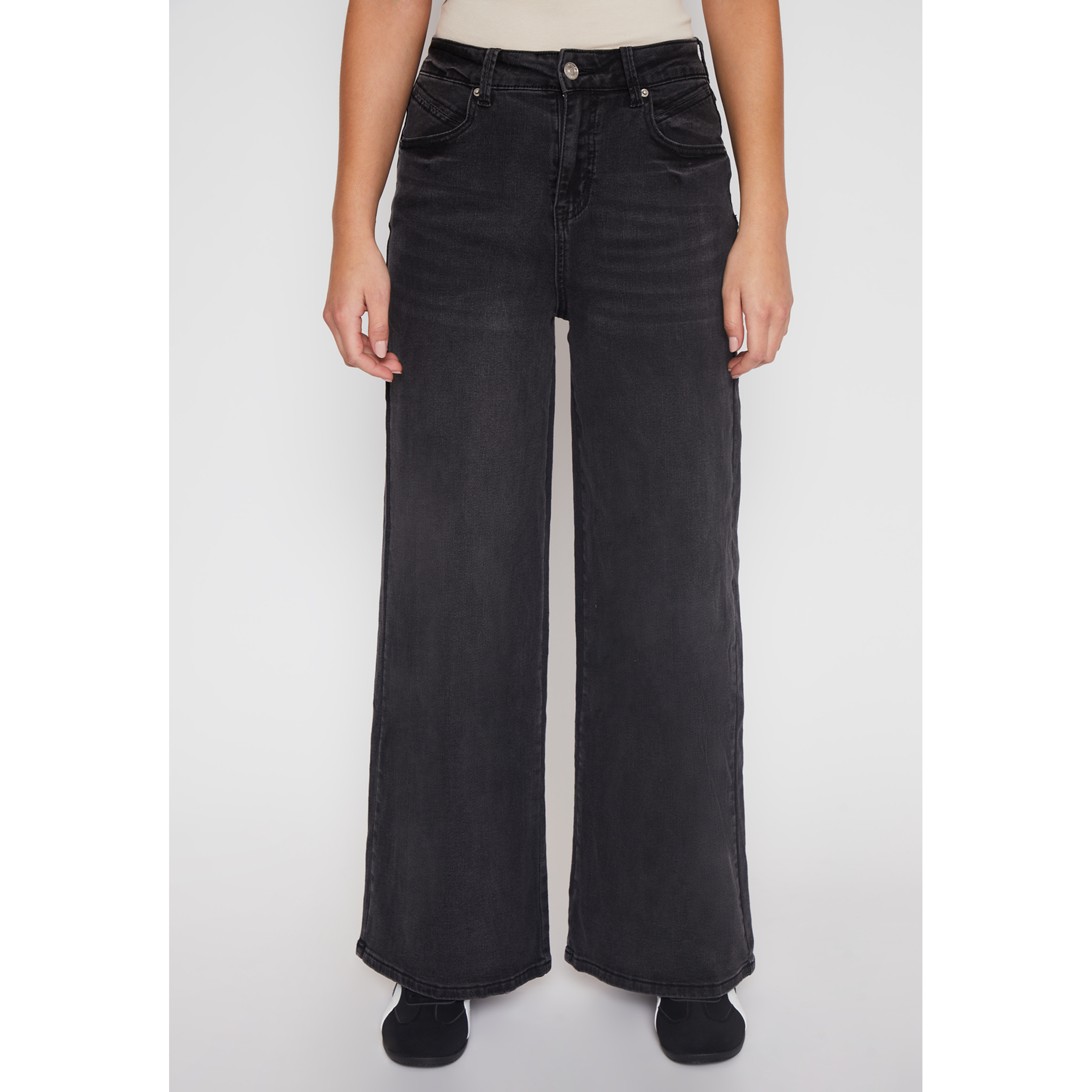 Jeans Wide Leg Stretch Mujer Negro Familyshop 1