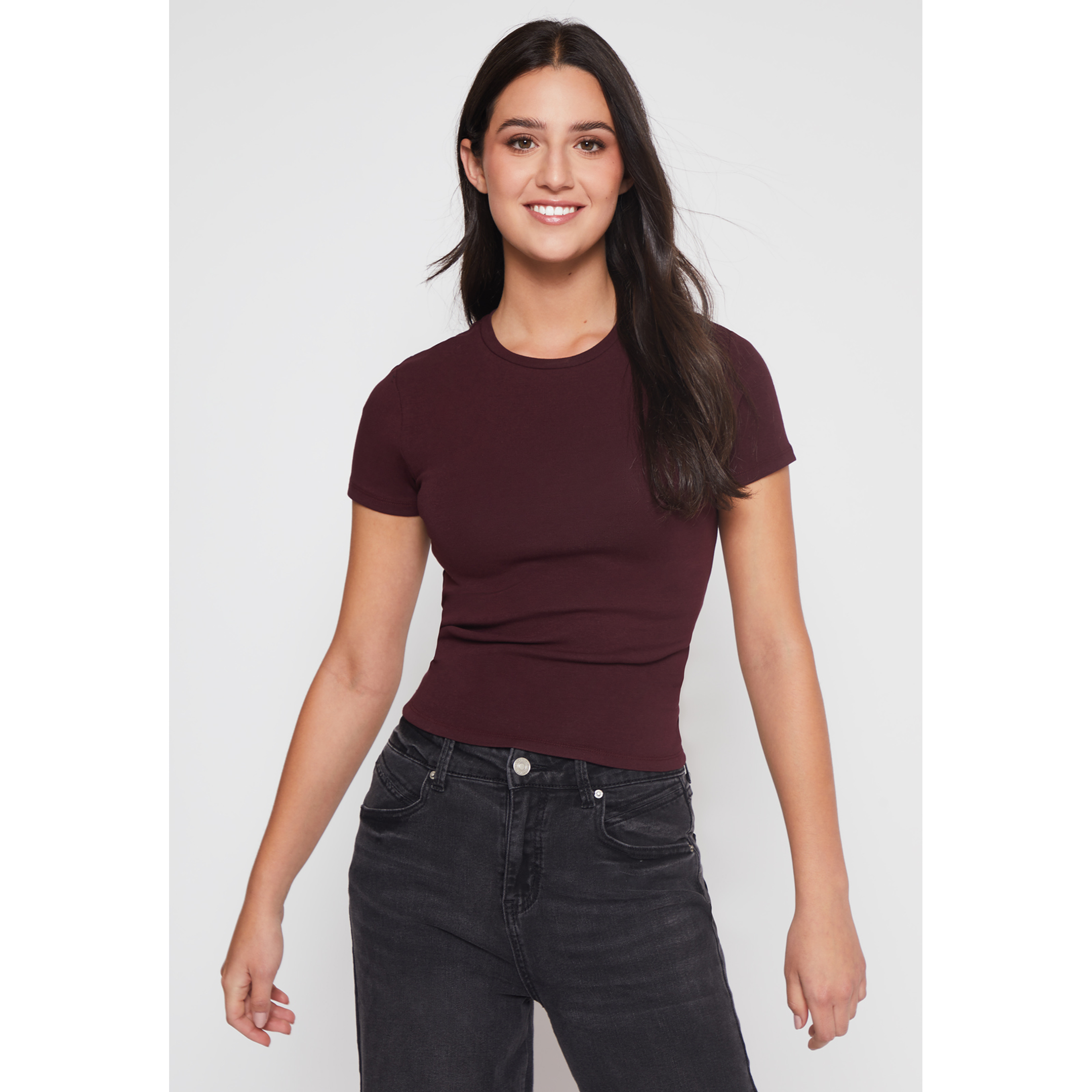 Polera Basic Mujer Burdeo Familyshop 1