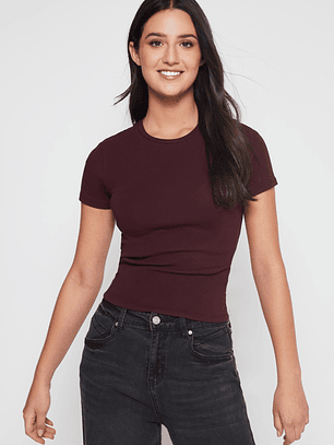 Polera Basic Mujer Burdeo Familyshop