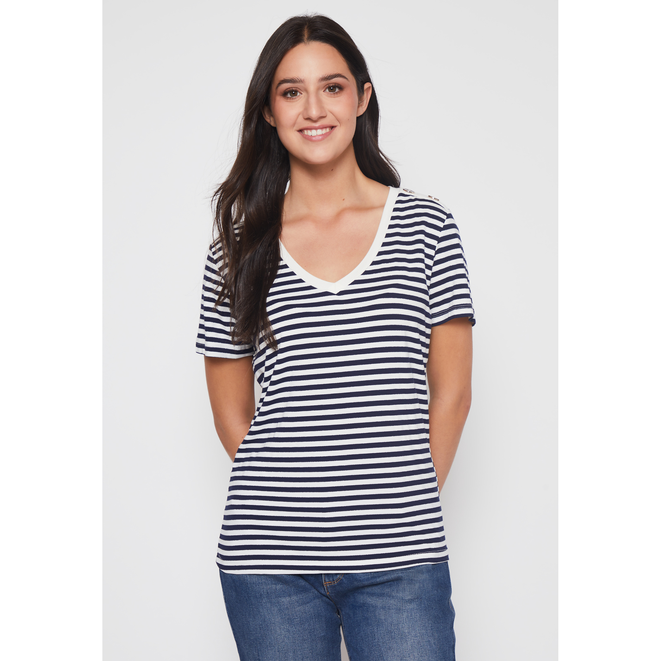 Polera Rayada Mujer Azul Familyshop 1
