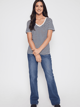 Polera Rayada Mujer Azul Familyshop