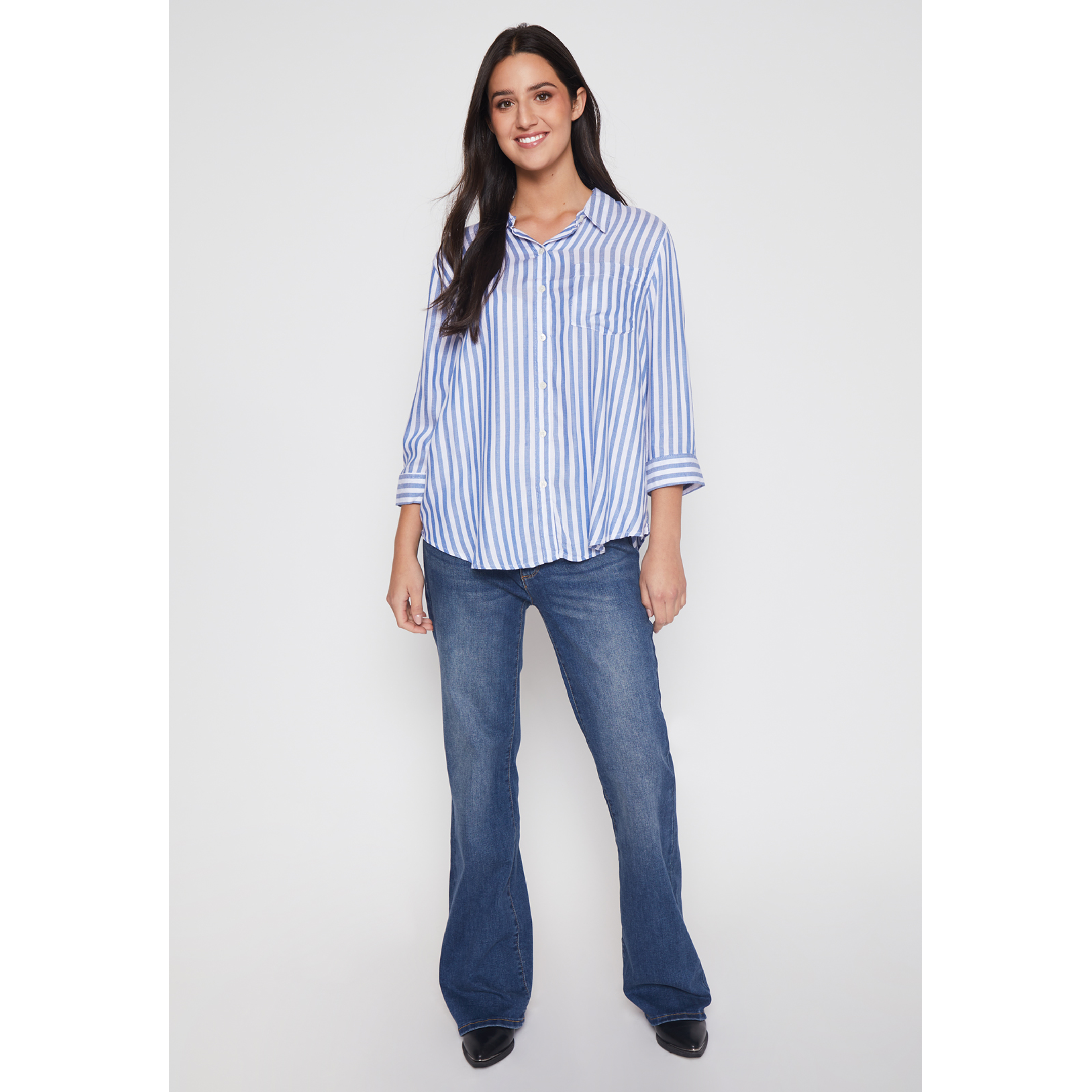 Blusa Rayada Mujer Celeste Familyshop 2