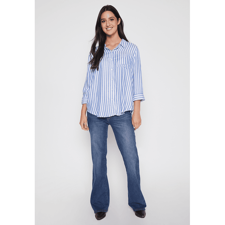 Blusa Rayada Mujer Celeste Familyshop 2