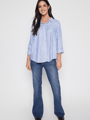Blusa Rayada Mujer Celeste Familyshop