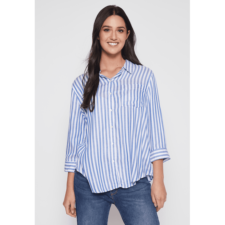 Blusa Rayada Mujer Celeste Familyshop 1