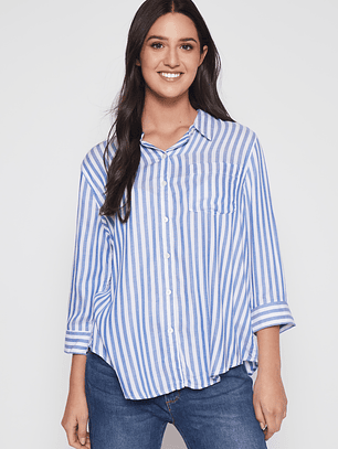 Blusa Rayada Mujer Celeste Familyshop