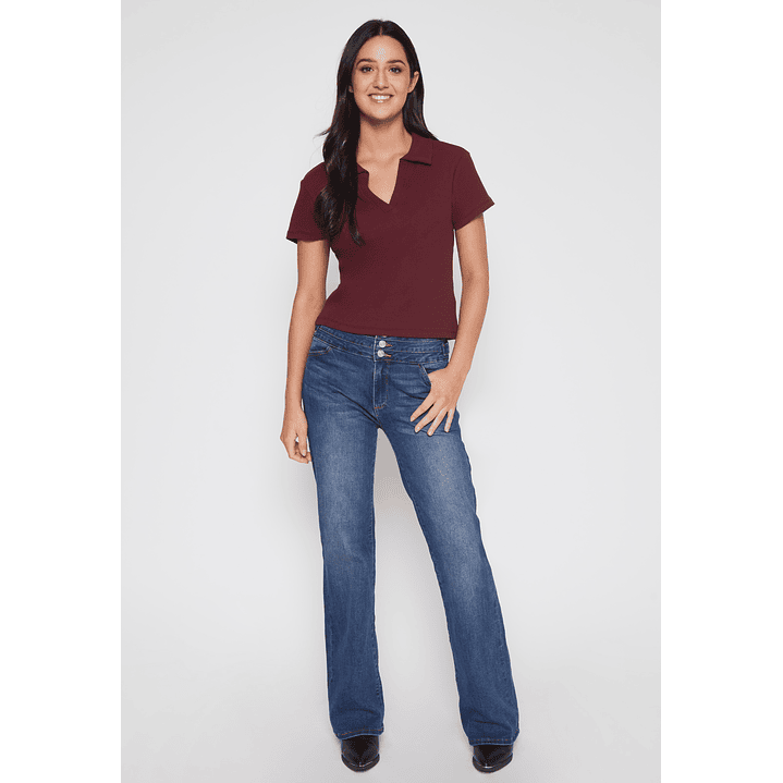 Polera Cuello Mujer Burdeo Familyshop 2