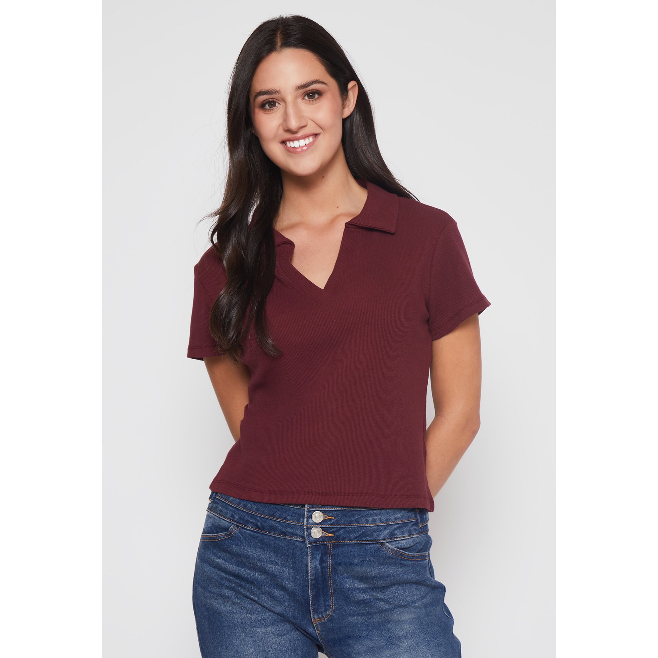 Polera Cuello Mujer Burdeo Familyshop 1