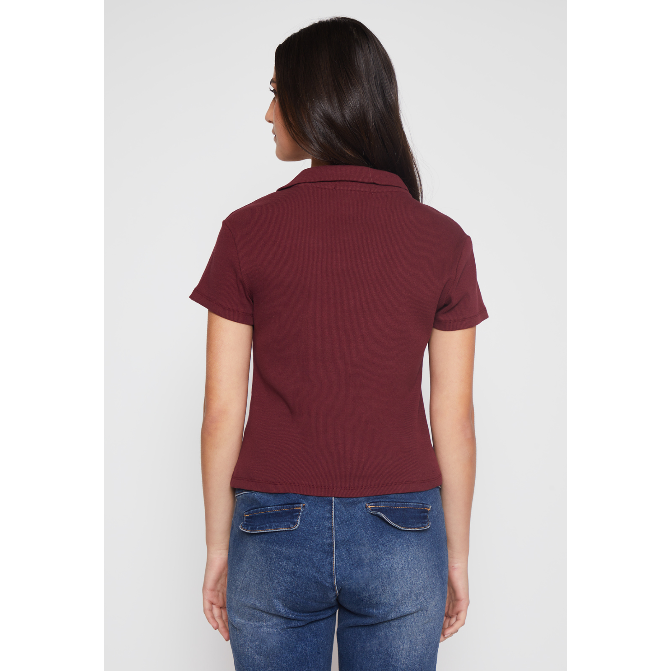Polera Cuello Mujer Burdeo Familyshop 4
