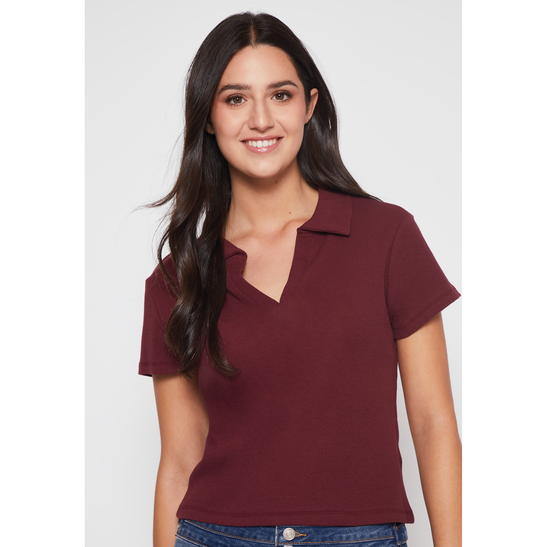 Polera Cuello Mujer Burdeo Familyshop 3