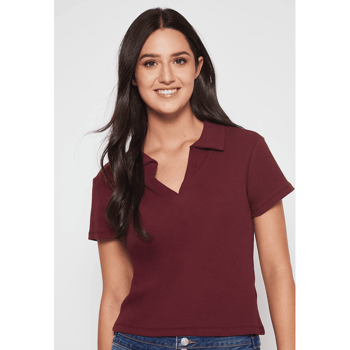 Polera Cuello Mujer Burdeo Familyshop 3