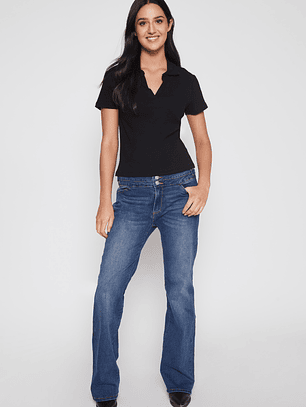 Polera Cuello Mujer Negro Familyshop