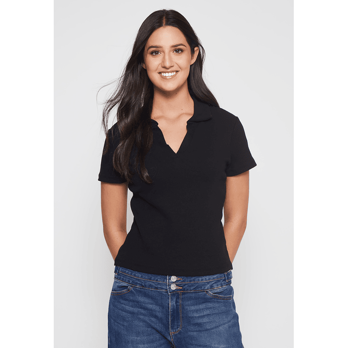 Polera Cuello Mujer Negro Familyshop 1