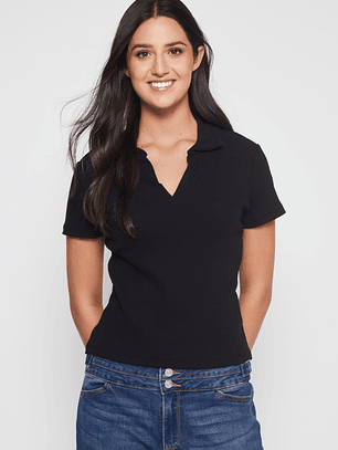 Polera Cuello Mujer Negro Familyshop