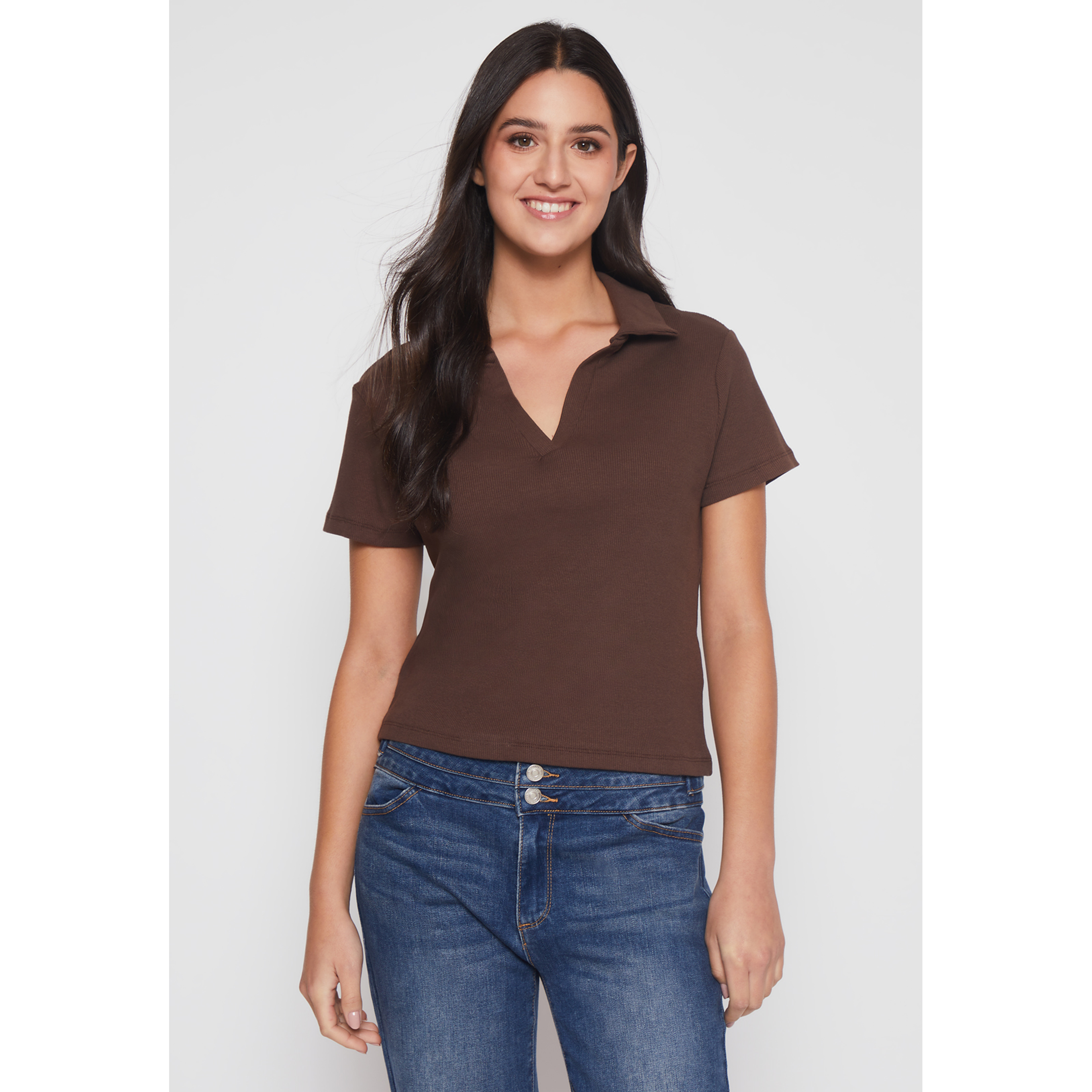 Polera Cuello Mujer Café Familyshop 1