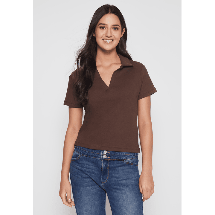 Polera Cuello Mujer Café Familyshop 1